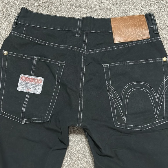 Vintage Edwin Baggy Black Jean Shorts - Picture 2 of 8